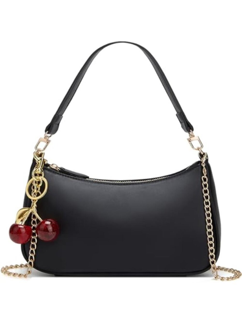 Black Shoulder Bag for Women Cute Hobo Cherry Purse Retro Clutch Underarm